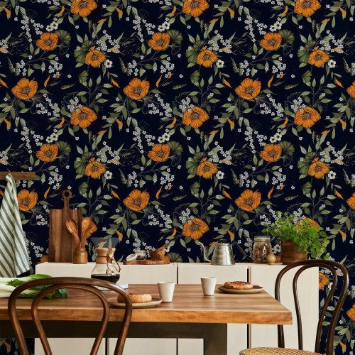 Tapeta - Pomarańczowy rozkwit