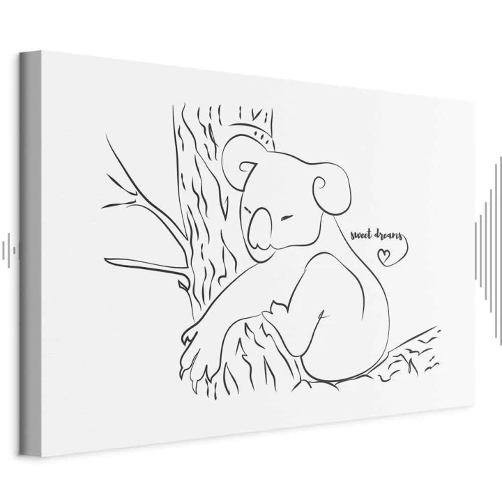 Obraz - Cichy urok natury (1-częściowy) - śpiący koala w czarno-białym tle