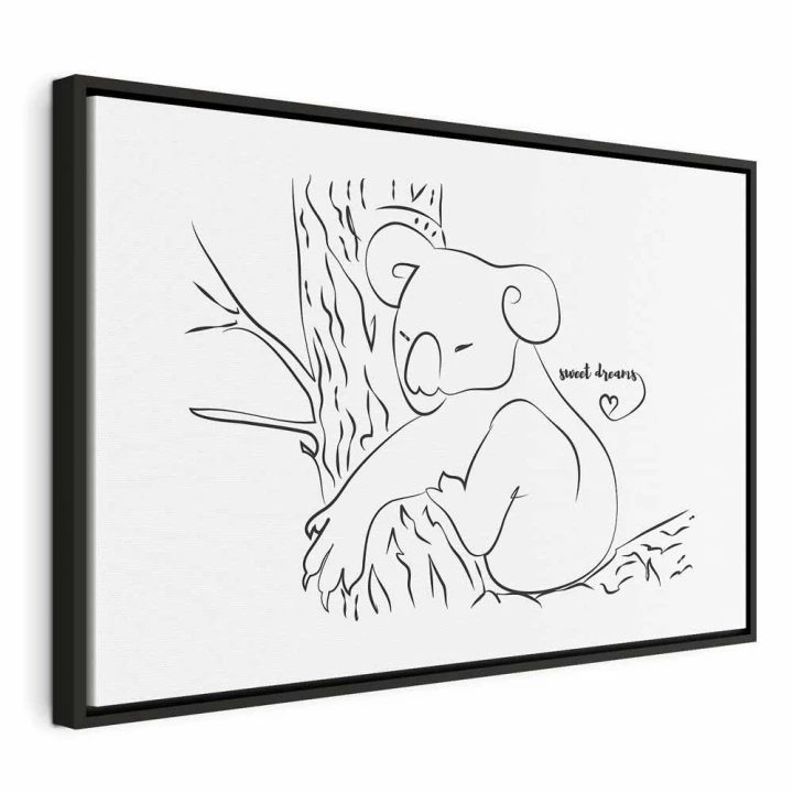 Obraz - Cichy urok natury (1-częściowy) - śpiący koala w czarno-białym tle