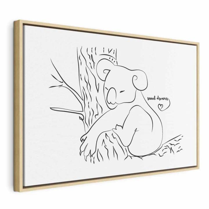 Obraz - Cichy urok natury (1-częściowy) - śpiący koala w czarno-białym tle