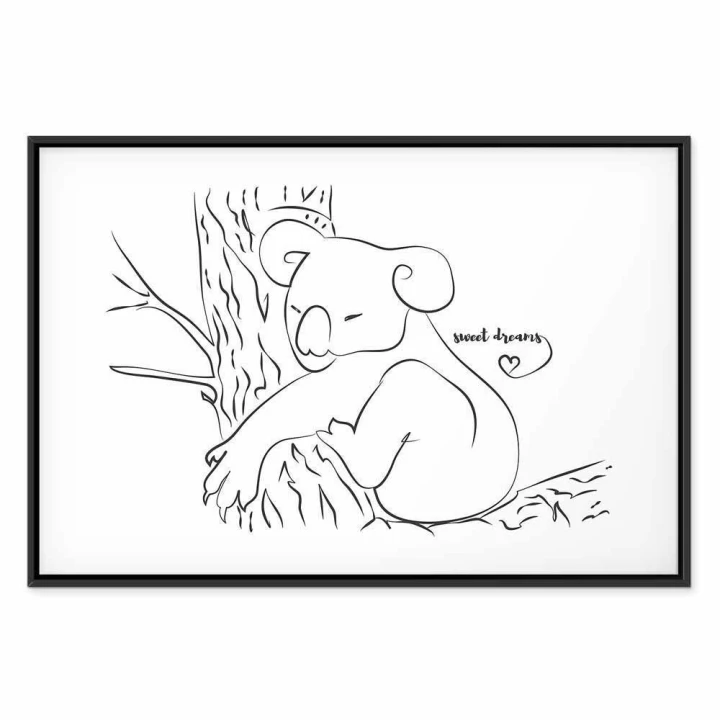 Obraz - Cichy urok natury (1-częściowy) - śpiący koala w czarno-białym tle