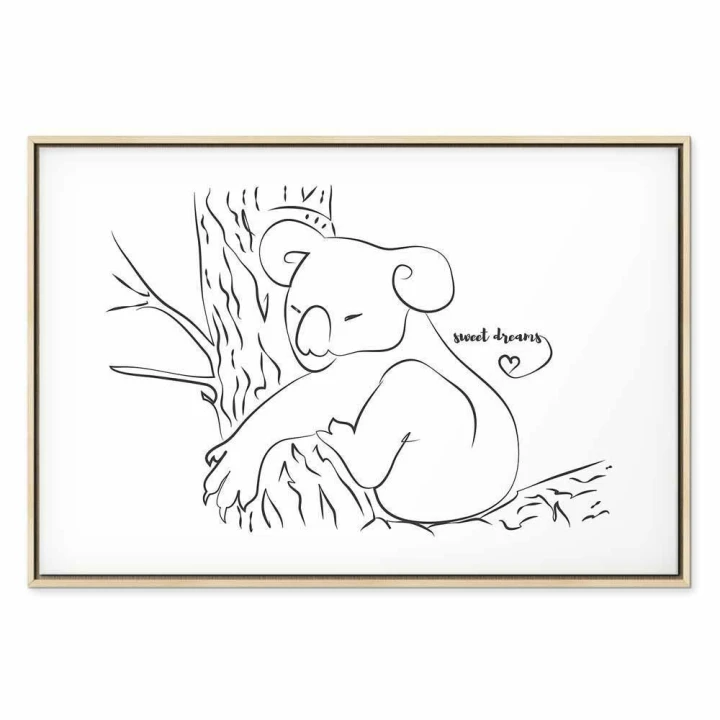 Obraz - Cichy urok natury (1-częściowy) - śpiący koala w czarno-białym tle