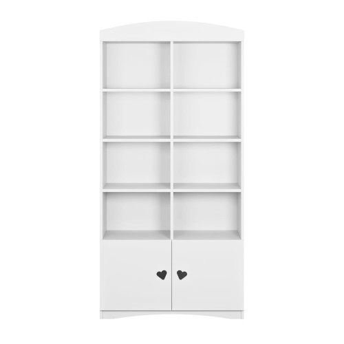 Biały regał Julia z półkami i zamykaną szafką