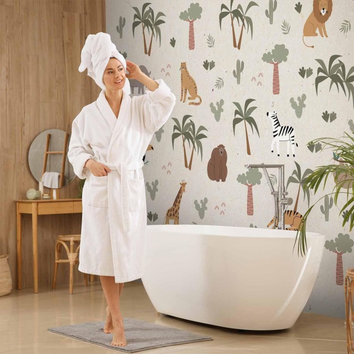 Fototapeta - Afrykańska kompozycja - zwierzątka do pokoju dziecięcego na papierowym tle