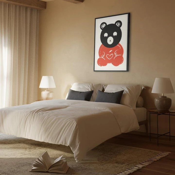 Obraz - Zamyślony miś (1-częściowy) pionowy