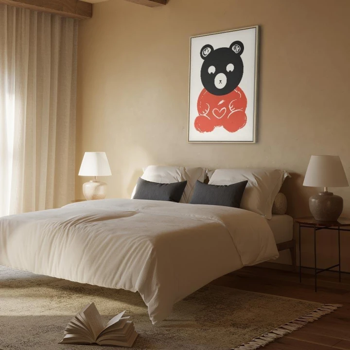 Obraz - Zamyślony miś (1-częściowy) pionowy