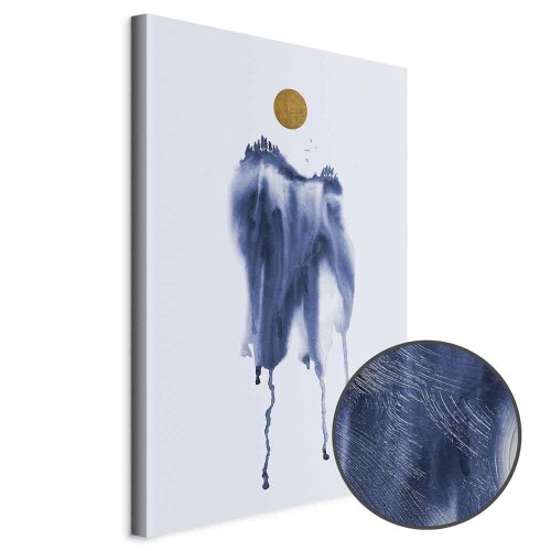 Obraz - Las w akwarelach (1-częściowy) - niebieski odcień pejzażu w abstrakcji