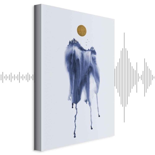 Obraz - Las w akwarelach (1-częściowy) - niebieski odcień pejzażu w abstrakcji