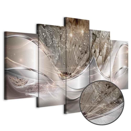 Obraz - Świecące dmuchawce (5-częściowy) beżowy szeroki