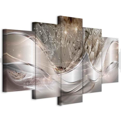 Obraz - Świecące dmuchawce (5-częściowy) beżowy szeroki