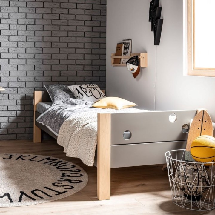 Aranżacja pokoju młodzieżowego z łóżkiem 90x200 Funflex szarym