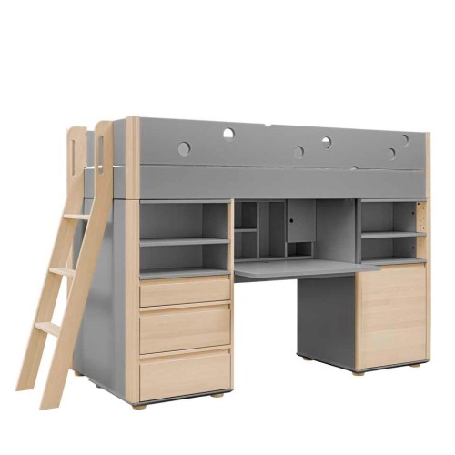 Meblościanka młodzieżowa Funflex szara z biurkiem i szafkami