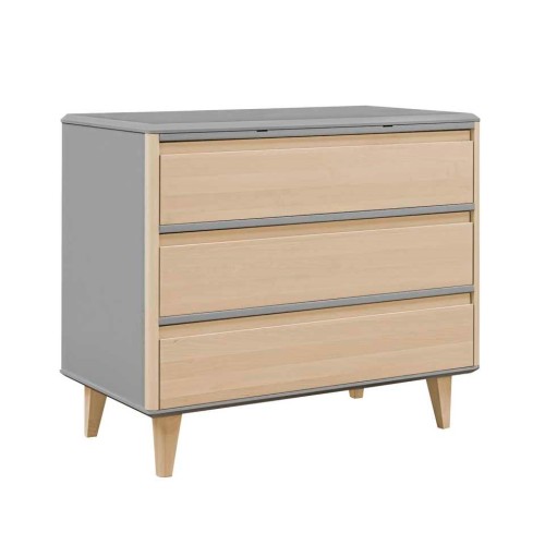 komoda pod przewijak Loopi brzoza szary korpus trzy szuflady