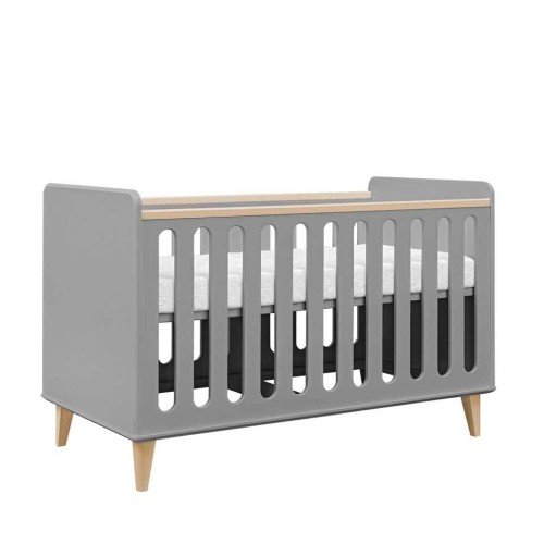 łóżeczko dziecięce 120x60 Loopi szare z nogami z drewna brzozowego