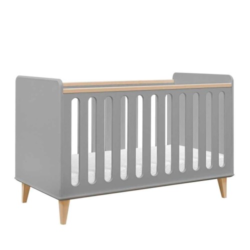 łóżeczko dziecięce 140x70 Loopi szare z nogami z drewna brzozowego