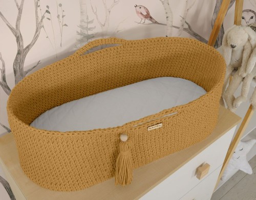 Kosz Mojżesza Musztarda z materacem Silver wewnątrz gondoli