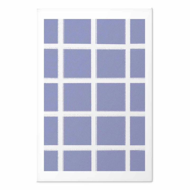 Plakat - Białe linie - kratka z dużym oczkiem na niebieskim tle