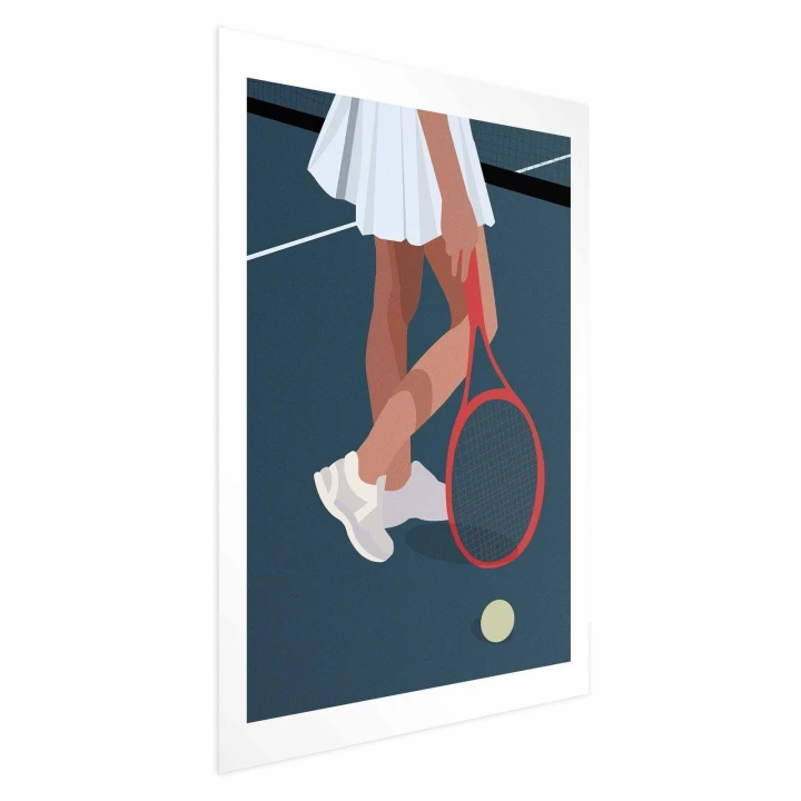 Plakat - Tenisistka z czerwoną rakietą na korcie - ilustracja