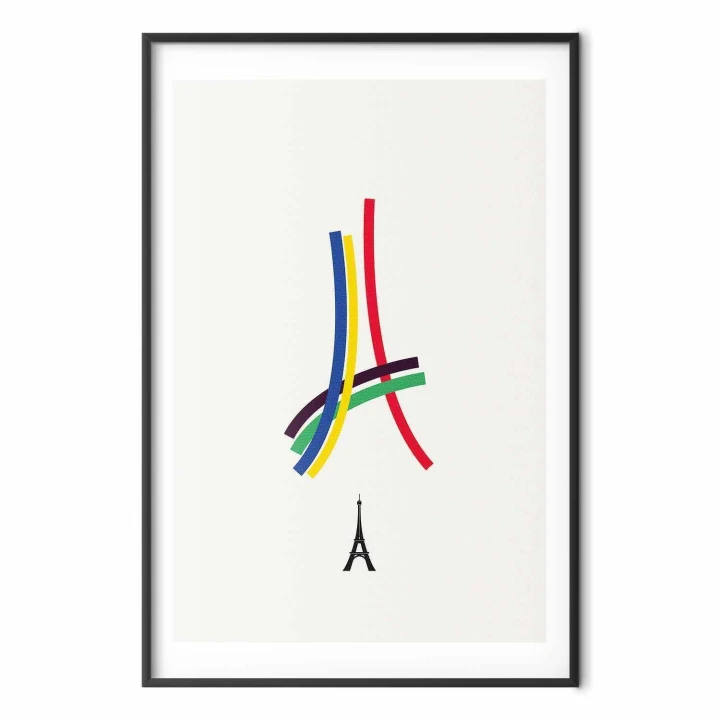 Plakat - Wieża Eiffla - grafika kolorowa - abstrakcja