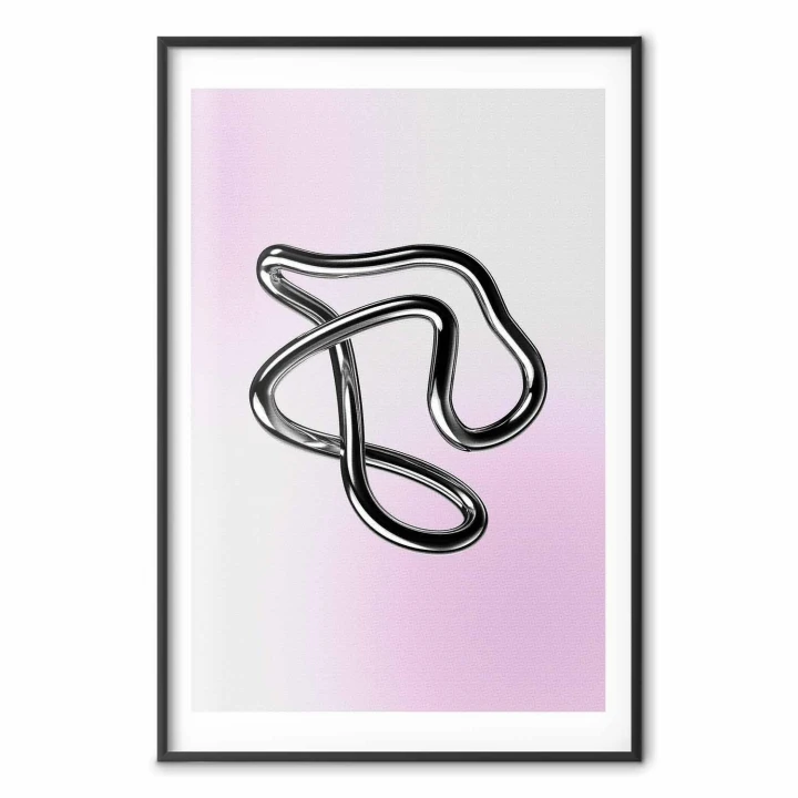 Plakat - Srebrne Zawiłości - płynna metaliczna figura na gradientowym tle