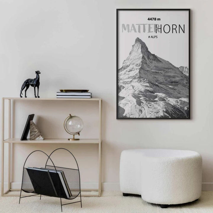 Plakat - majestatyczny szczyt górski Matterhorn korona gór pejzaż górski