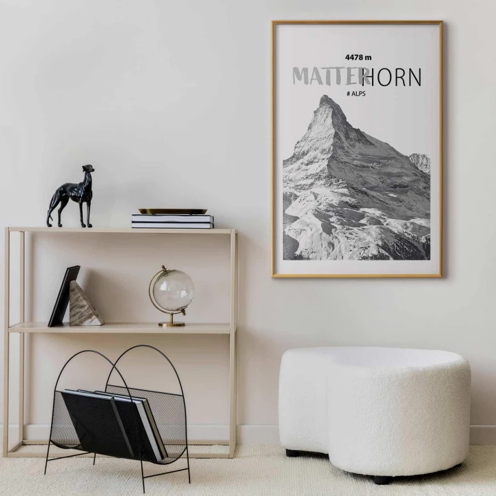 Plakat - majestatyczny szczyt górski Matterhorn korona gór pejzaż górski