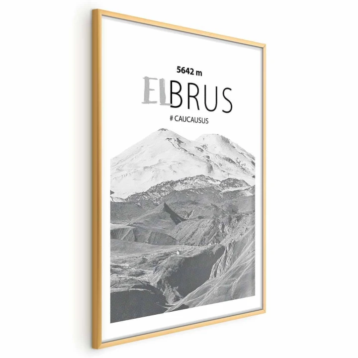 Plakat - Majestatyczny szczyt górski Elbrus korona gór pejzaż górski