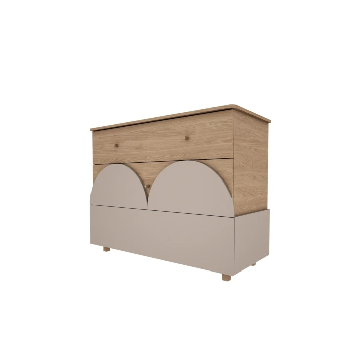 Komoda Bloom kaszmir/dąb z trzema szufladami do pokoju dziecka