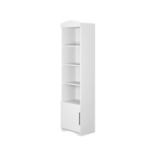 Regał wąski Classic biały z półkami i szafką