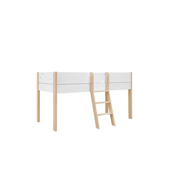 Łóżko podniesione Funflex białe 90x200 z drabinką
