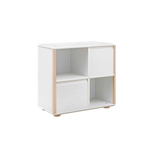 Niska komoda Funflex 2 drzwi MDF biała z otwartymi wnękami