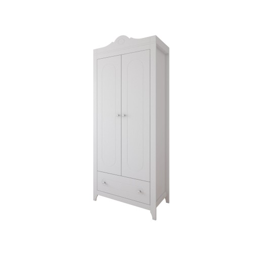 Biała szafa dla dziewczynki Glamour z kryształowymi uchwytami