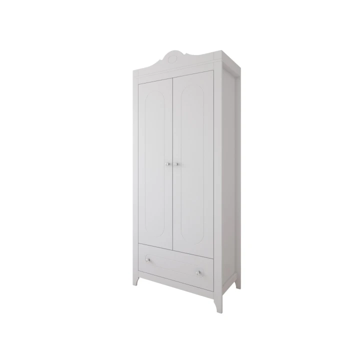 Biała szafa dla dziewczynki Glamour z kryształowymi uchwytami