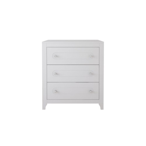 Biała komoda Glamour z kryształowymi uchwytami