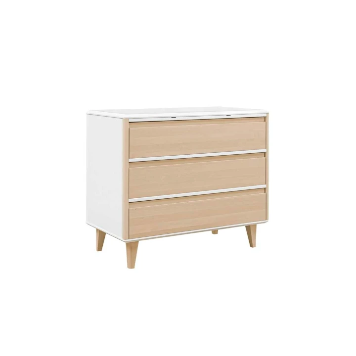 komoda pod przewijak Loopi brzoza biały korpus trzy szuflady