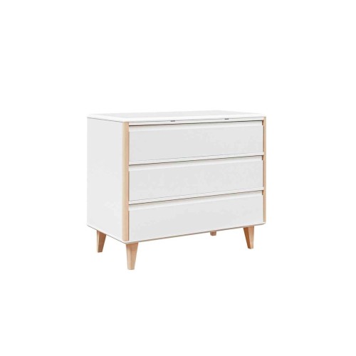 komoda pod przewijak Loopi MDF biały korpus naturalne nogi