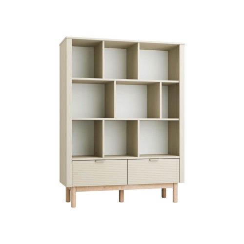 Szampański regał Miloo z półkami i szufladami