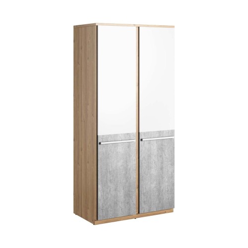 Szafa młodzieżowa Plano w kolorze dąb nash, szary i biały