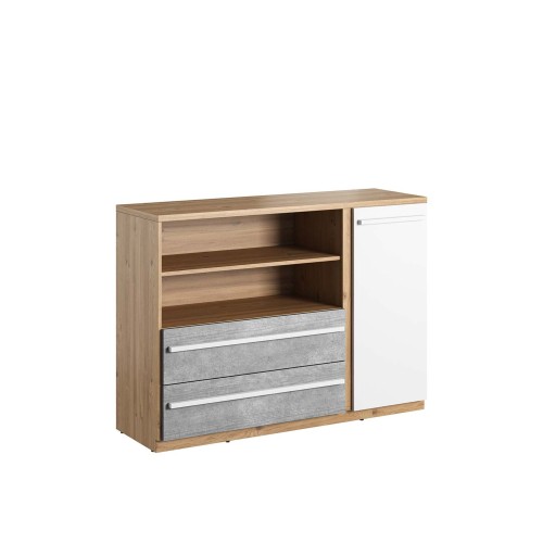 Komoda młodzieżowa Plano 125 cm z szafką i szufladami