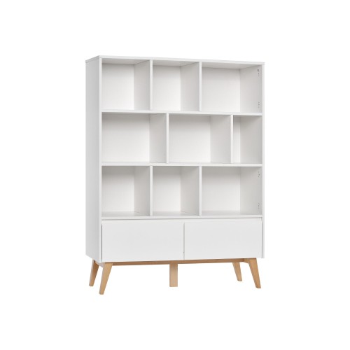 regał szeroki Swing biały z półkami i szufladami