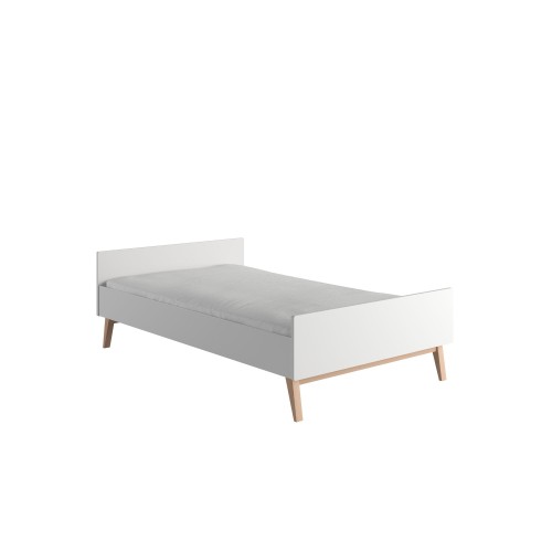 łóżko młodzieżowe Swing biały 120×200 z bukowymi nogami