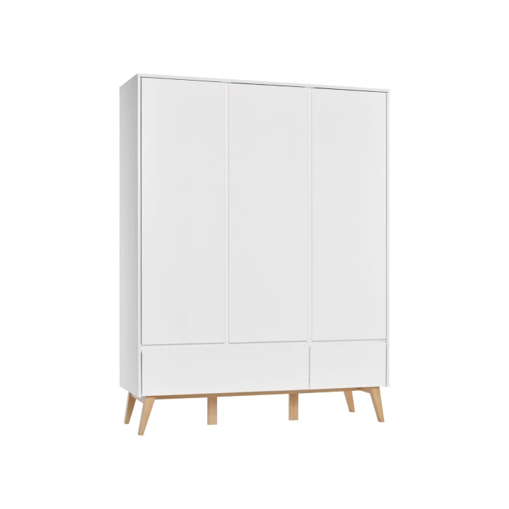 szafa Swing biały na bukowych nogach, styl skandynawski