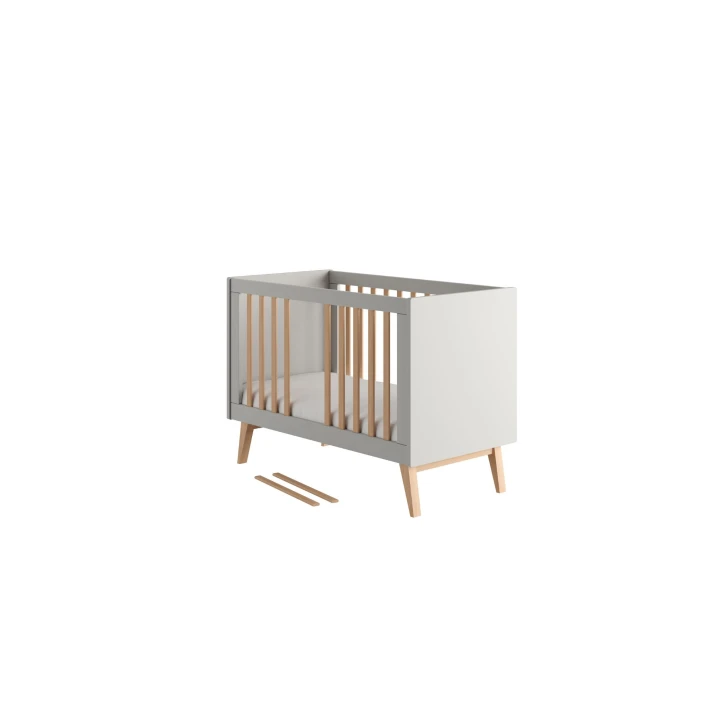 szare łóżeczko dziecięce 120x60 Swing i wyjmowanymi szczebelkami