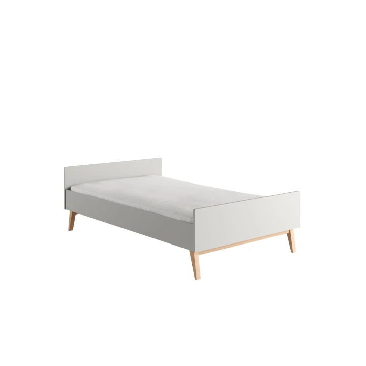 łóżko młodzieżowe Swing szary 120x200 z bukowymi nogami