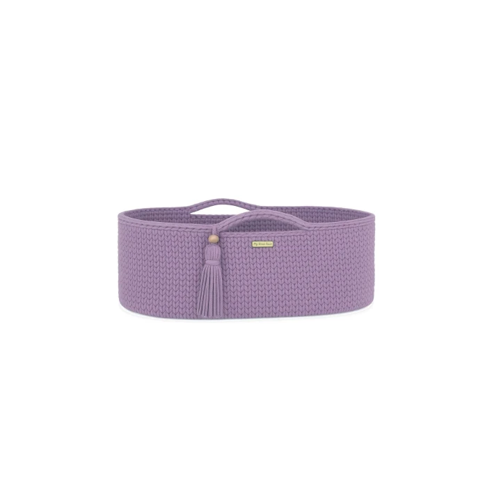 Bawełniany kosz Mojżesza Lila ręcznie pleciony w liliowym kolorze
