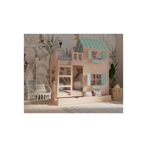 Łóżka piętrowe domek z drabinką