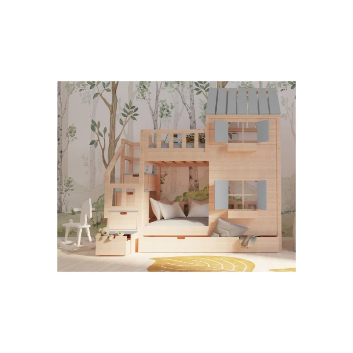 Łóżka piętrowe domek ze schodkami