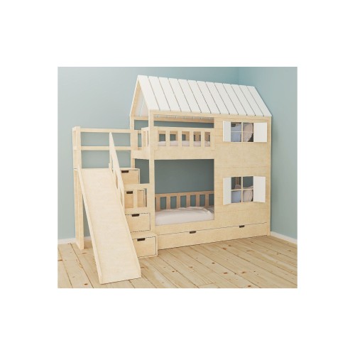 Łóżko piętrowe ze zjeżdżalnią do pokoju dziecka