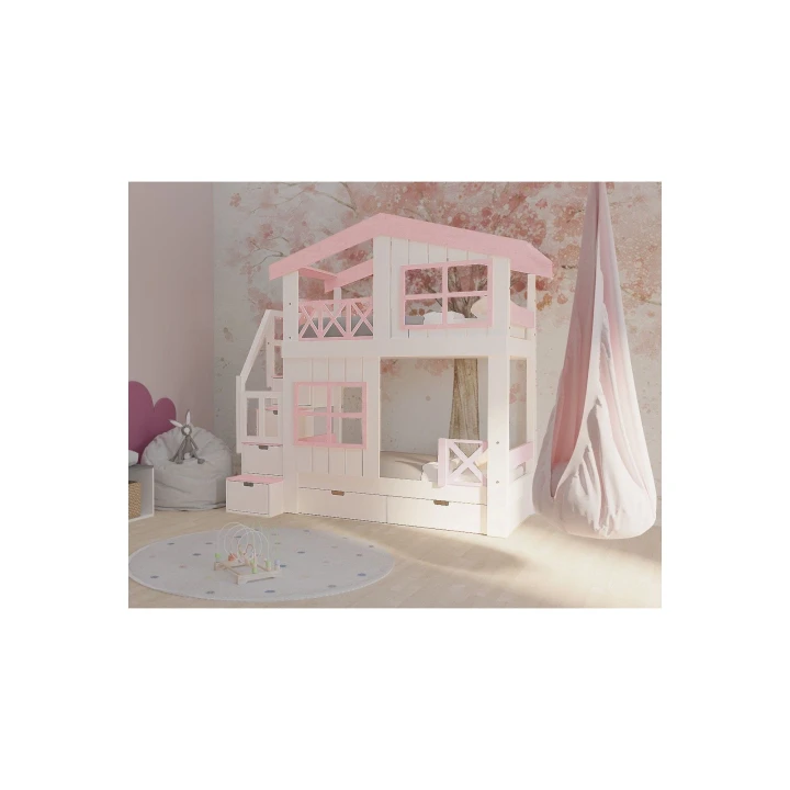 Piętrowe łóżko ze schodkami, różne rozmiary