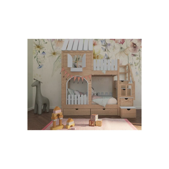 bajkowe łóżko piętrowe dla dziewczynki z darmową dostawą